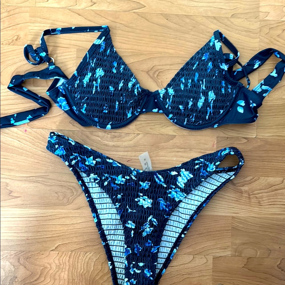 Blue Floral Bikini Set